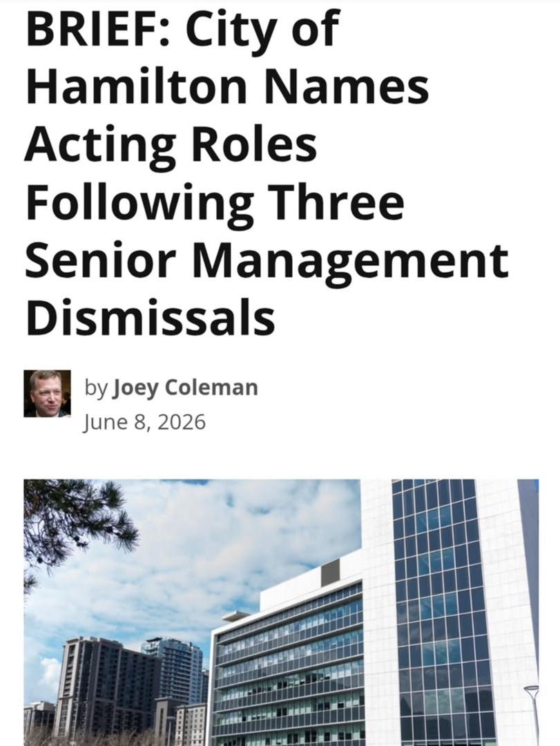Dismissals of City of Hamilton Senior Management Members – June 12, 2026